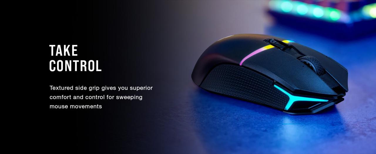 Corsair NIGHTSABRE RGB Wireless Gaming Mouse for FPS, MOBA - 26,000 DPI - 11 Programmable Buttons - Up to 100hrs Battery - iCUE Compatible - Black