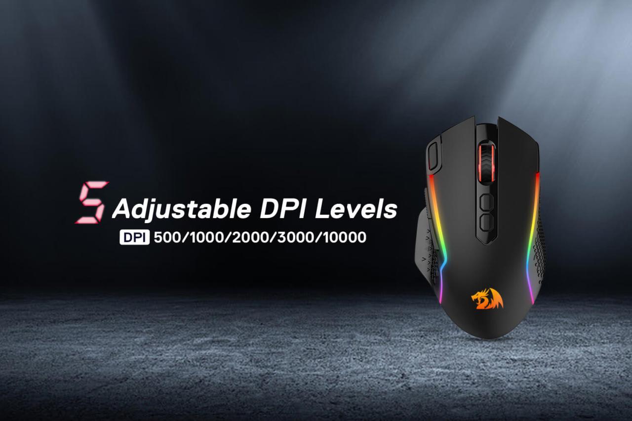 Redragon M810 Pro Wireless Gaming Mouse, 10000 DPI Wired/Wireless Gamer Mouse w/Rapid Fire Key, 8 Macro Buttons, 45-Hour Reliable Power Capacity and RGB Backlit for PC/Mac/Laptop