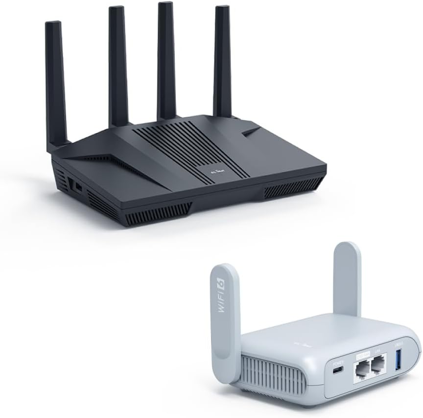 GL.iNet GL-MT6000(Flint 2) WiFi 6 Router with Wide Coverage, High-Speed Gaming Router, 2 x 2.5G Multi-Gig Ports+4 x 1G Ethernet Ports, Mass Device Connectivity, Rapid OpenVpn & WireGuard, 802.11ax
