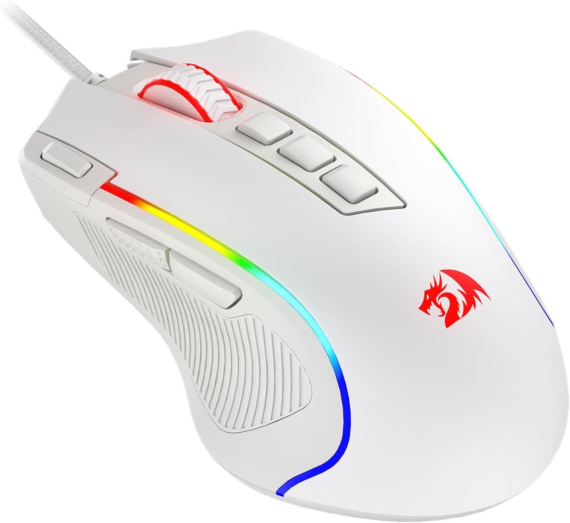 Redragon Gaming Mouse, Wired Gaming Mouse with RGB Backlit, 8000 DPI Adjustable, Mouse with 9 Programmable Macro Buttons & Fire Button, Software Supports DIY Keybinds, M910-K