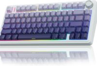 AULA F75 Pro Wireless Mechanical Keyboard,75% Hot Swappable Custom Keyboard with Knob,RGB Backlit,Pre-lubed Reaper Switches,Side Printed PBT Keycaps,2.4GHz/USB-C/BT5.0 Mechanical Gaming Keyboards