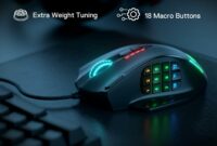 Redragon M908 Impact RGB LED MMO Gaming Mouse with 12 Side Buttons, Optical Wired Ergonomic Mouse with Max 12,400DPI, High Precision, 18 Programmable Macro Shortcuts, Comfort Grip