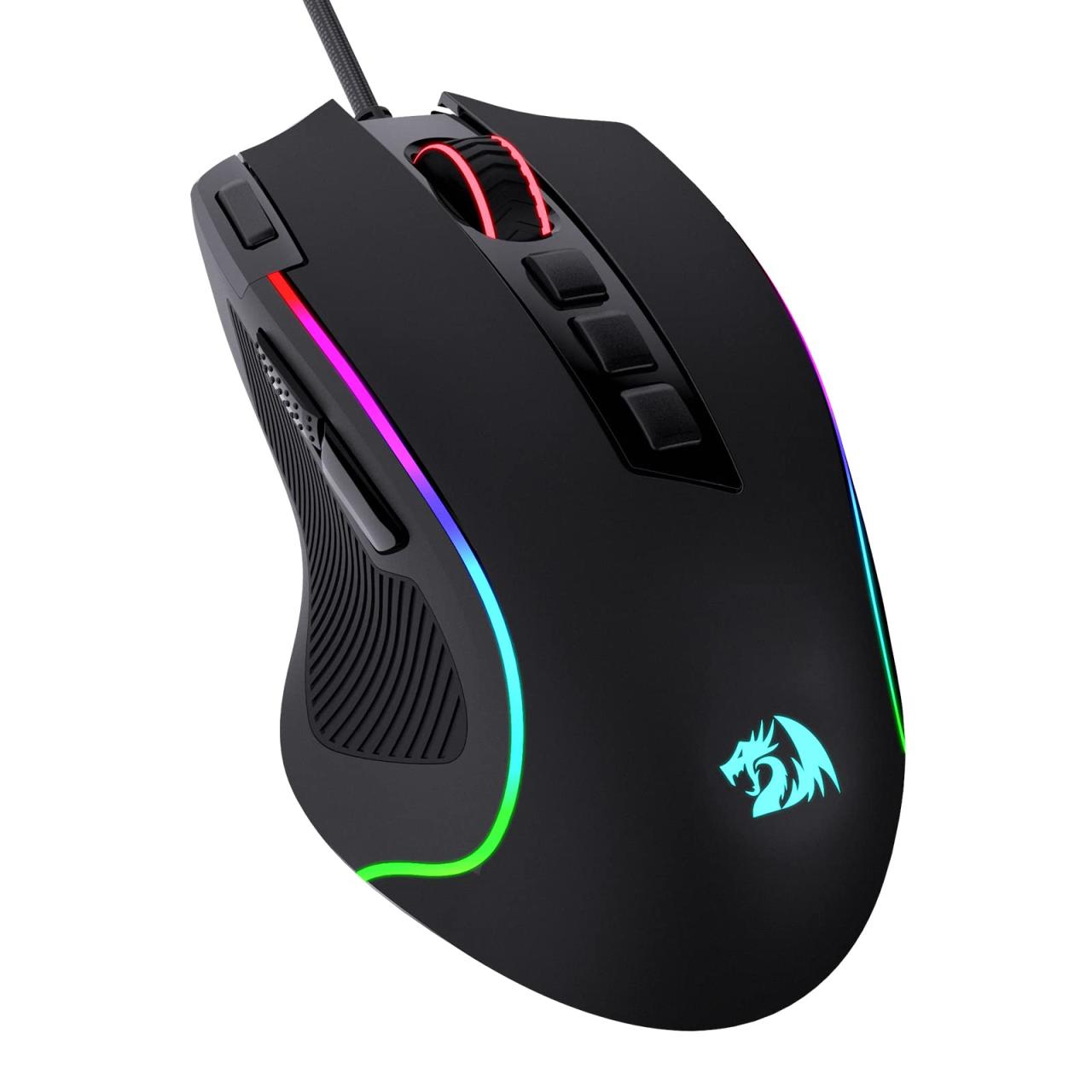 Redragon Gaming Mouse, Wired Gaming Mouse with RGB Backlit, 8000 DPI Adjustable, Mouse with 9 Programmable Macro Buttons & Fire Button, Software Supports DIY Keybinds, M910-K