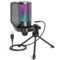 Gaming Microphone, USB PC Mic for Podcasts Videos, Streaming, Condenser Mic with Quick Mute, Tripod Stand, Pop Filter, RGB Indicator, Shock Mount, Rotate gain button, Compatible with PS4/5/PC