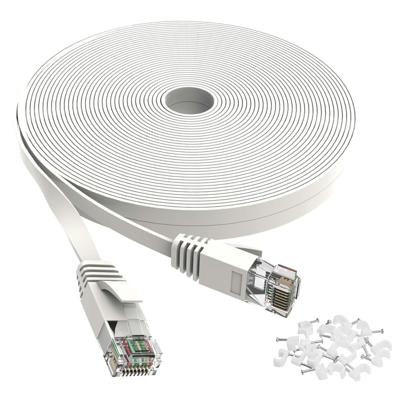 Jadaol Cat6a Ethernet Cable 50 ft Slim, Outdoor&Indoor 10Gbps 550MHz, Snagless 28AWG Pure Copper Network Cable for Waterproof&Direct Burial, Flexible LAN Cable for Router, Modem, Switch, Gaming, Black