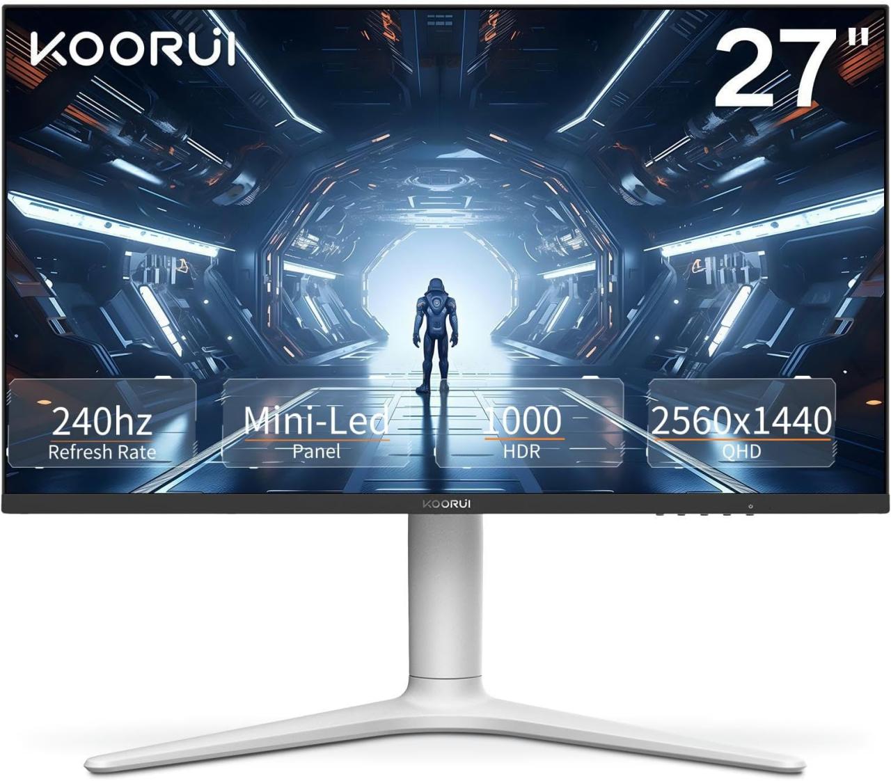 27 Inch White Gaming Monitor 300Hz/320Hz, QHD 1440P Fast IPS Computer Monitor with Adaptive FreeSync, HDR400, Height/Pivot/Swivel/Tilt Adjustable, DP&HDMI, H27E6