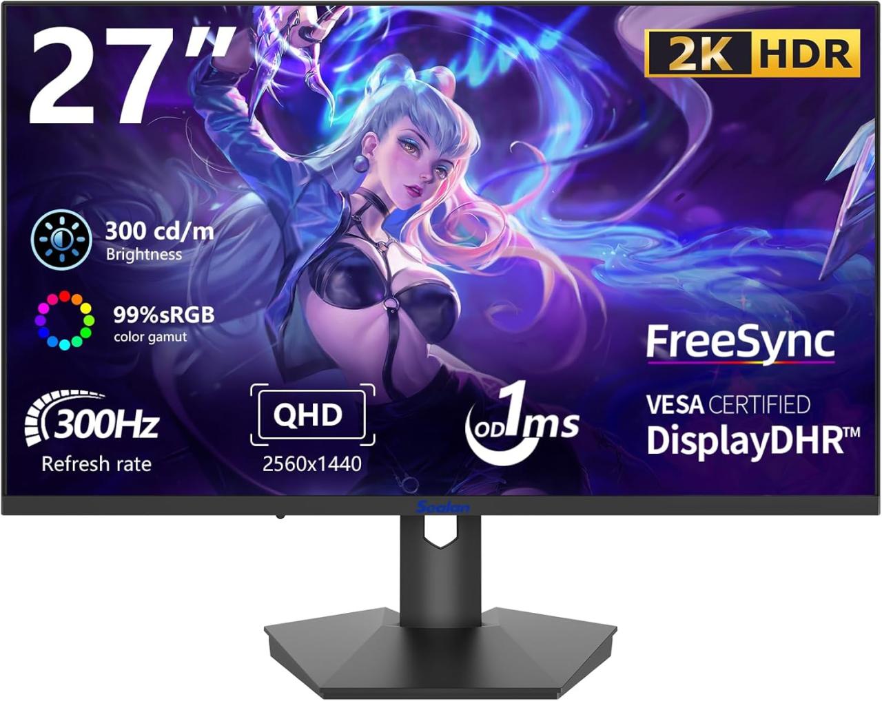 Z-Edge 27 Inch Curved Gaming Monitor 300Hz, 1ms 16:9 FHD 1080P Frameless, UG27S Freesync Eye Care, 2Display Port, 2HDMI