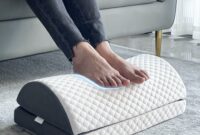 C CUSHION LAB Ergonomic Foot Rest for Under Desk - Patented Massage Ridge Design Memory Foam Foot Stool Pillow for Work, Home, Gaming, Computer, Office Chair - Footrest for Back & Hip Pain Relief