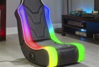 Gaming Chair with LED Light and Footrest Video Gamer Chairs with Massage Ergonomic High Back Reclining Computer Chair with Adjustable Lumbar Support Blue and Black