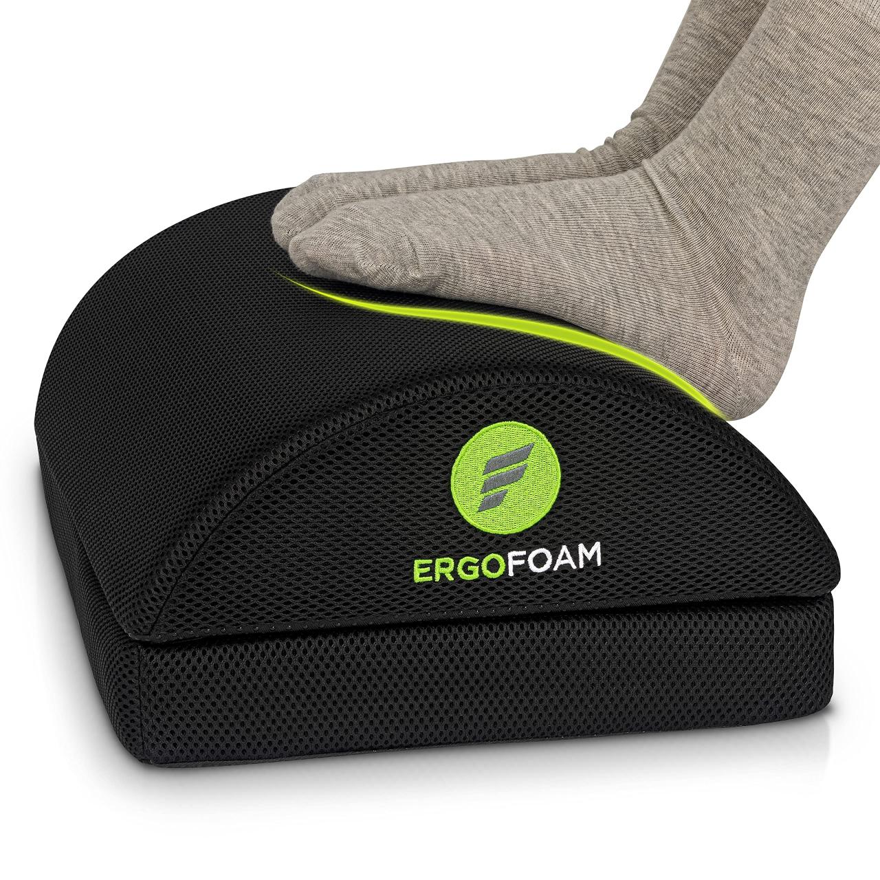 C CUSHION LAB Ergonomic Foot Rest for Under Desk - Patented Massage Ridge Design Memory Foam Foot Stool Pillow for Work, Home, Gaming, Computer, Office Chair - Footrest for Back & Hip Pain Relief