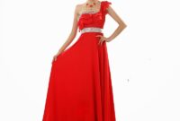 One Shoulder Flouncing Flower Floor Length Chiffon Evening Dress :: My ...