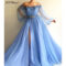 Baby Blue Long Sleeve Evening Dress Exquisite Pearls Lace Tulle High ...