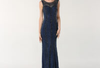 Blue Sleeveless Luxury Dubai Design Evening Dresses Beading Crystal ...