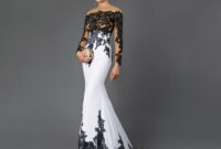 CAZDZY Long Sleeve Mermaid Evening Dresses Appliques black lace sweep ...