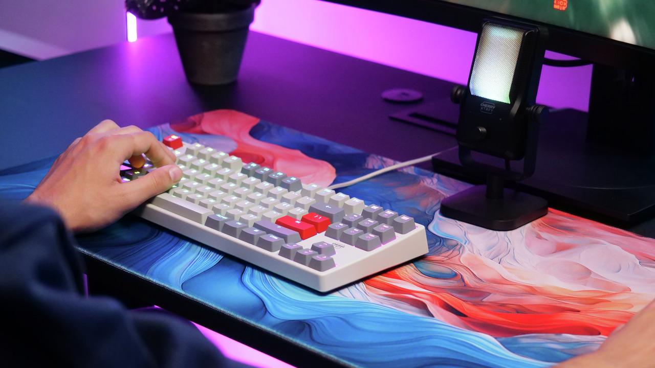 K4V2 TKL Mechanical Gaming Keyboard | Wired Without Number Keypad | RGB Lighting MX2A RED Switches (White)