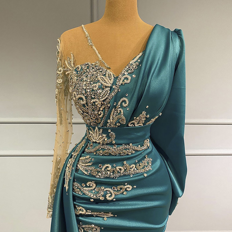 Lscz212 Elegant Mint Green Mermaid Arabic Evening Dress Long Sleeve ... Lscz212 Elegant Mint Green Mermaid Arabic Evening Dress Long Sleeve ...