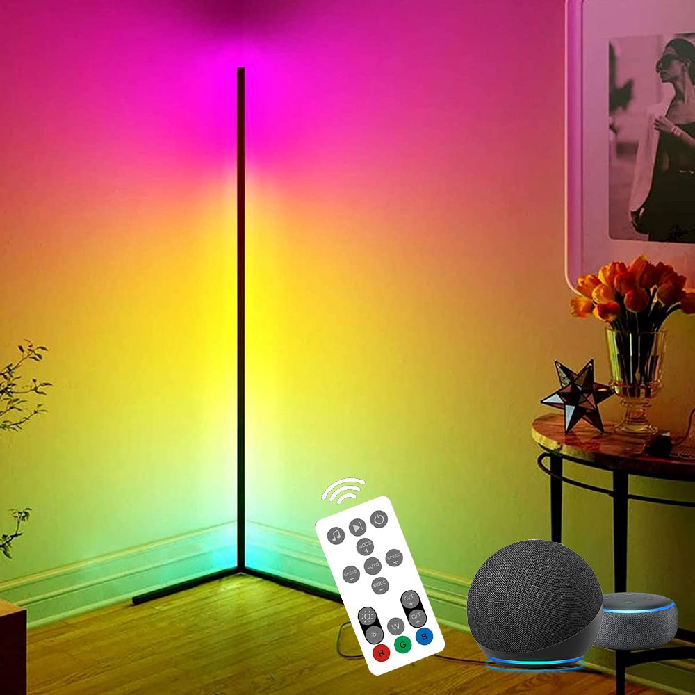 Corner Floor Lamp - Smart RGB LED Corner Lamp with App and Remote Control, 16 Million Colors & 68+ Scene, Music Sync, Timer Setting - Ideal for Living Rooms, Bedrooms, and Gaming Rooms