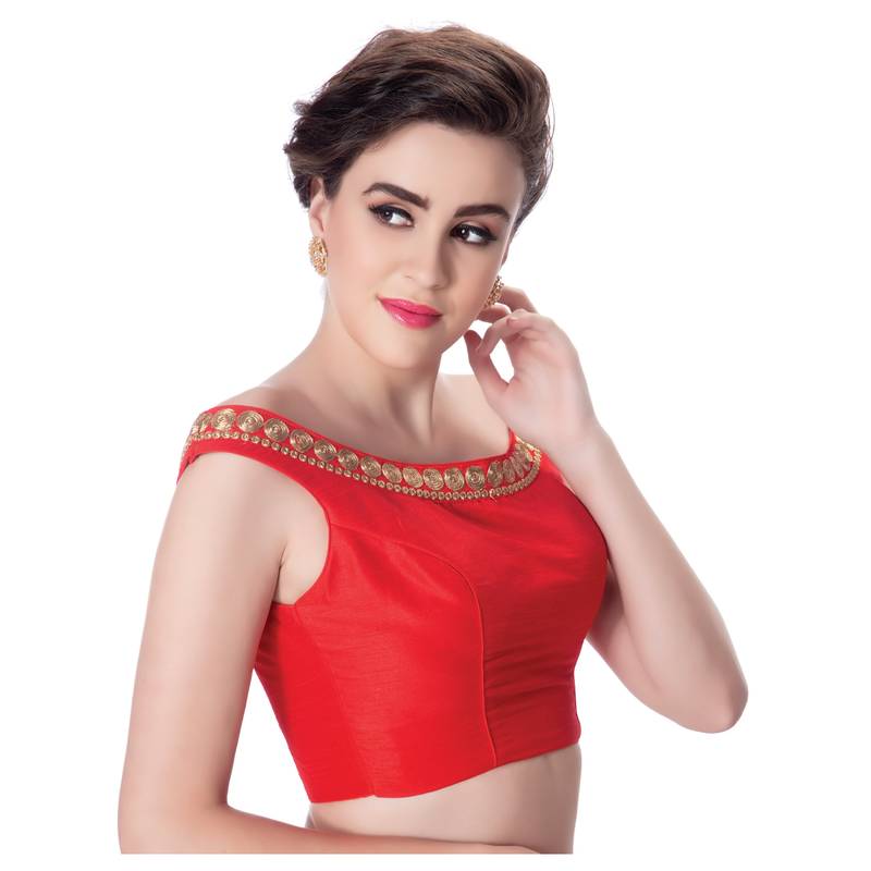 Red Boat Neck Dupion Silk Princess Cut Padded Off Shoulder Sleeveless ... Red Boat Neck Dupion Silk Princess Cut Padded Off Shoulder Sleeveless ...