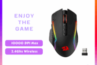 Redragon M810 Pro Wireless Gaming Mouse, 10000 DPI Wired/Wireless Gamer Mouse w/Rapid Fire Key, 8 Macro Buttons, 45-Hour Reliable Power Capacity and RGB Backlit for PC/Mac/Laptop