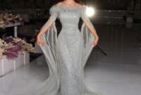 Luxury Dubai Feathers Mermaid Sage Green Evening Dresses with Cape ...