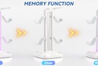 KDD Headset Stand with Charging Station - Detachable Controller Holder with 9 Light Modes - Rotatable Headphone Hanger with USB A&C Charger Ports - Earphone Hook for PC Gaming Accessories Storage
