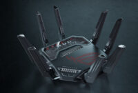 ASUS ROG Rapture GT-BE98 PRO First Quad-Band WiFi 7 Gaming Router supports 320MHz, Dual 10G Port, Triple-level Game Acceleration, Mobile Game Mode, Subscription-Free Security, AiMesh, and VPN features