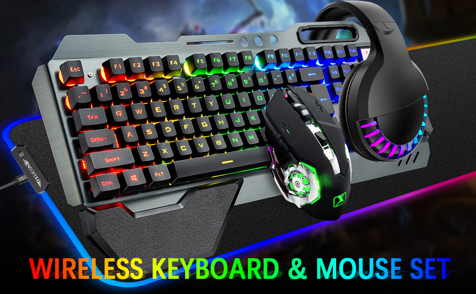 Gaming Keyboard and Mouse and Mouse pad and Gaming Headset, Wired LED RGB Backlight Bundle for PC Gamers and Xbox and PS4 Users - 4 in 1 Edition Hornet RX-250