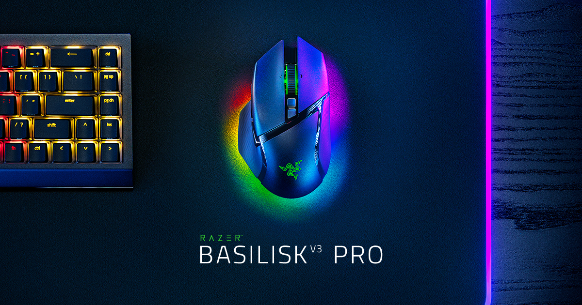 Razer Basilisk V3 Pro Customizable Wireless Gaming Mouse: Fast Optical Switches Gen-3 - HyperScroll Tilt Wheel - Chroma RGB - 11 Programmable Buttons - Focus Pro 30K Optical Sensor - White