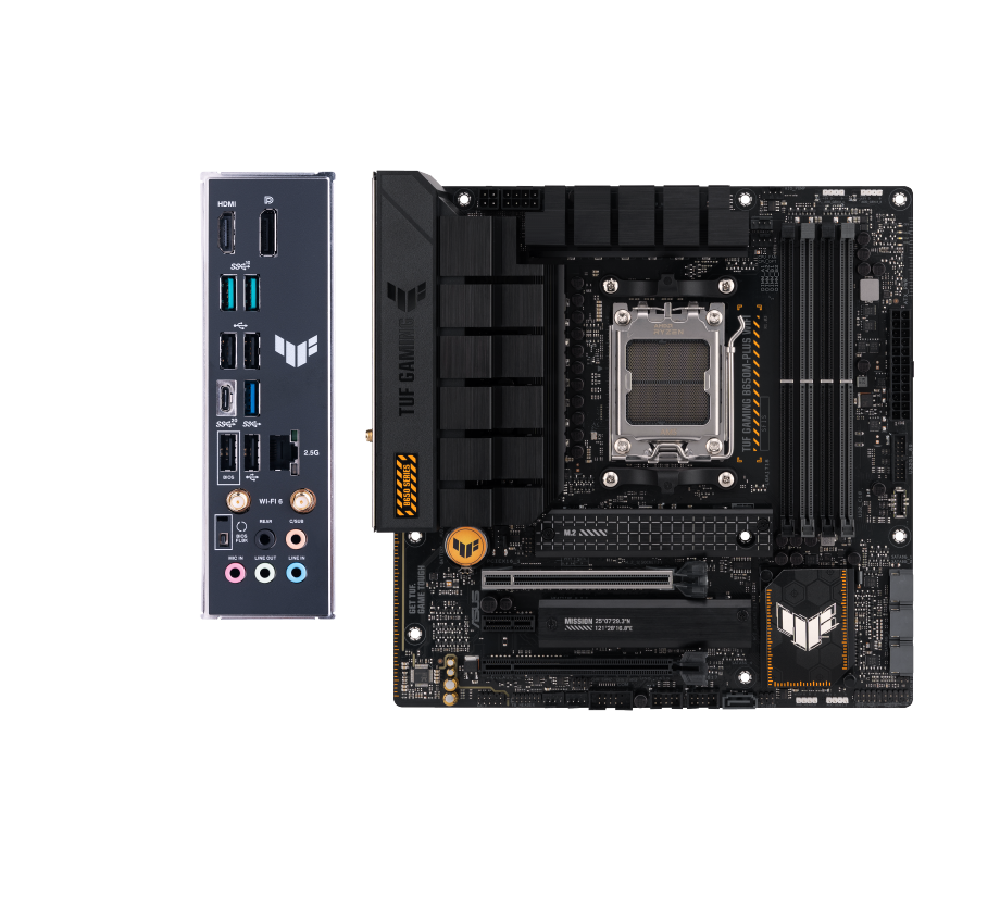 ASUS TUF GAMING B650-PLUS WIFI AMD B650 AM5 Ryzen™ Desktop 9000 8000 and 7000 ATX motherboard, 14 power stages, PCIe® 5.0 M.2 , DDR5 memory, WiFi 6 and 2.5 Gb Ethernet, USB4® support Aura Sync