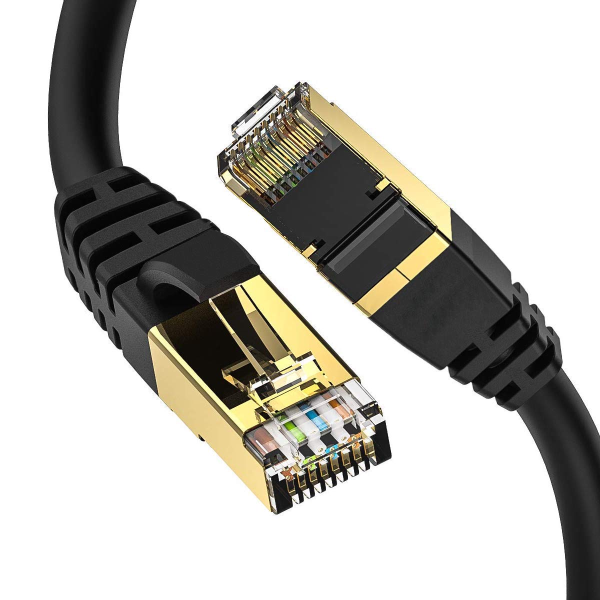 DbillionDa Cat8 Ethernet Cable, Outdoor&Indoor, 6FT Heavy Duty High Speed 26AWG, 2000Mhz with Gold Plated RJ45 Connector, Weatherproof F/FTP UV Resistant for Router, Modem, PC, Gaming