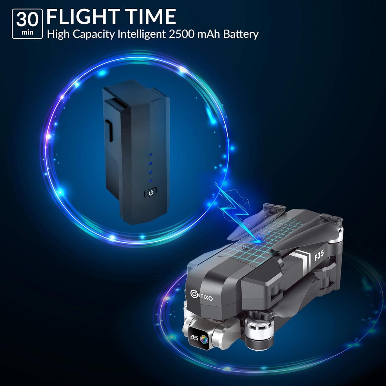 CONTIXO F35 GPS Drone with 4K UHD Camera 2-Axis Self Stabilizing Gimbal ...