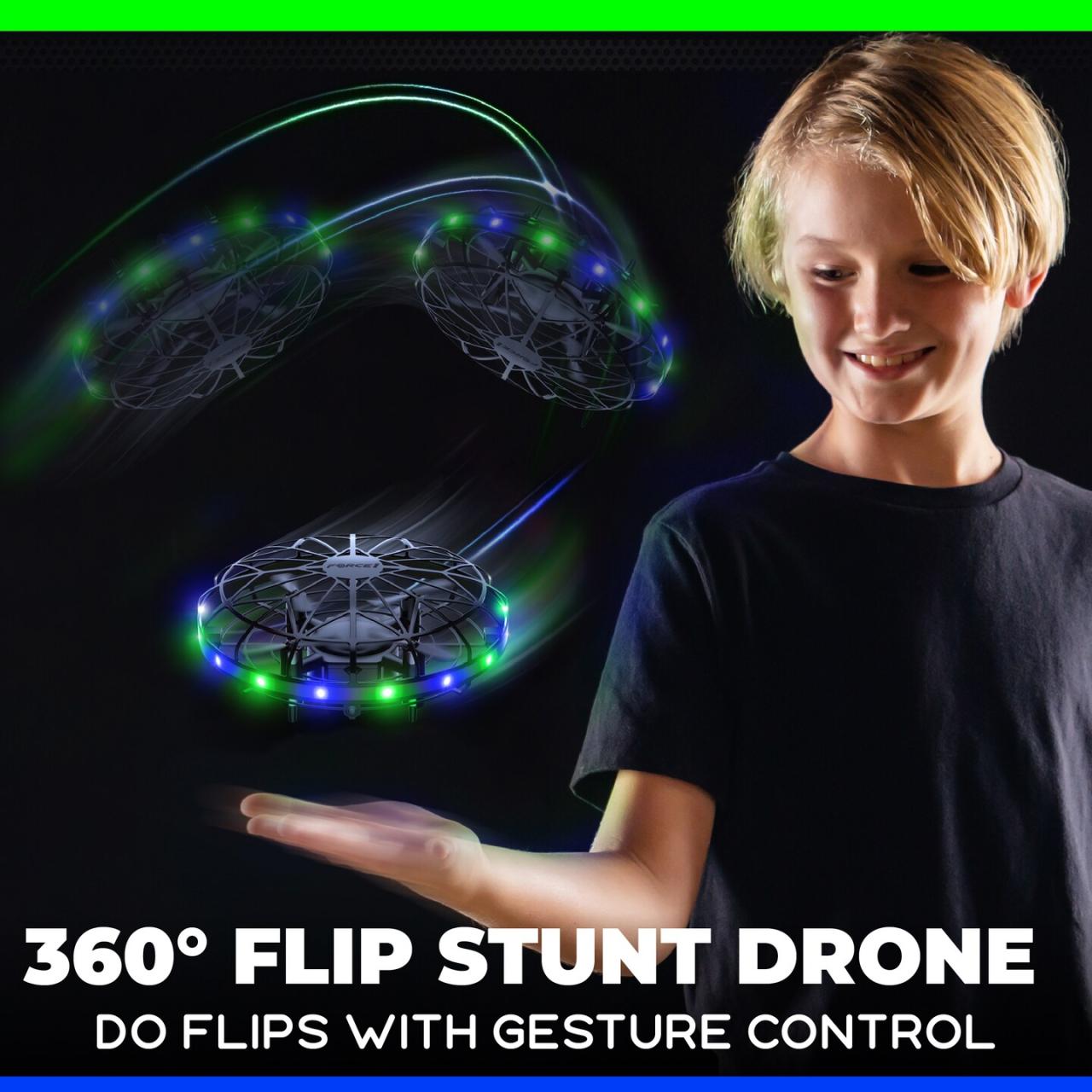 Force1 Scoot LED Hand Operated Drone for Kids or Adults - Green/Blue ...